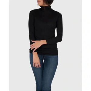 Ann Mashburn black 100% cashmere turtleneck sweater size small minimalist